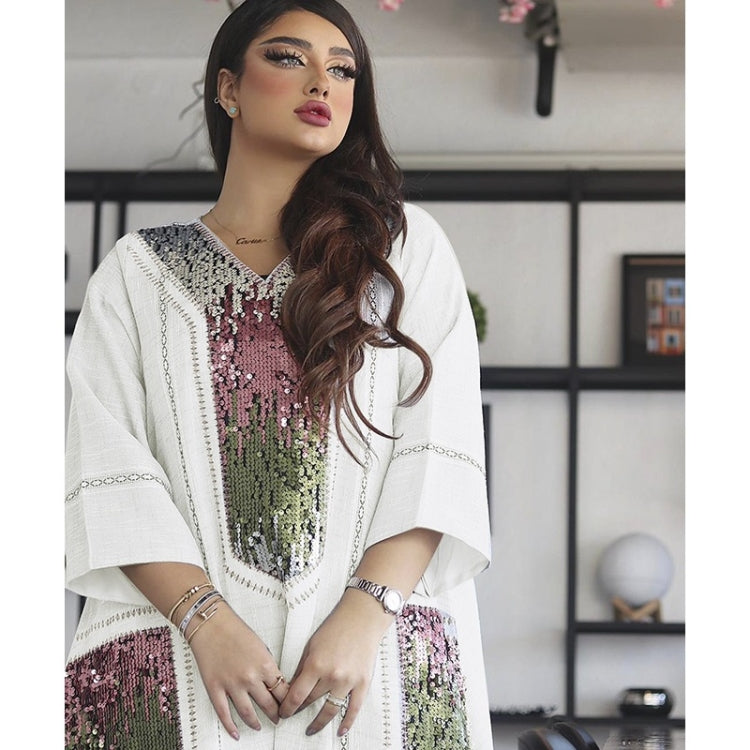 Women Sequin Embroidered Robe Dress