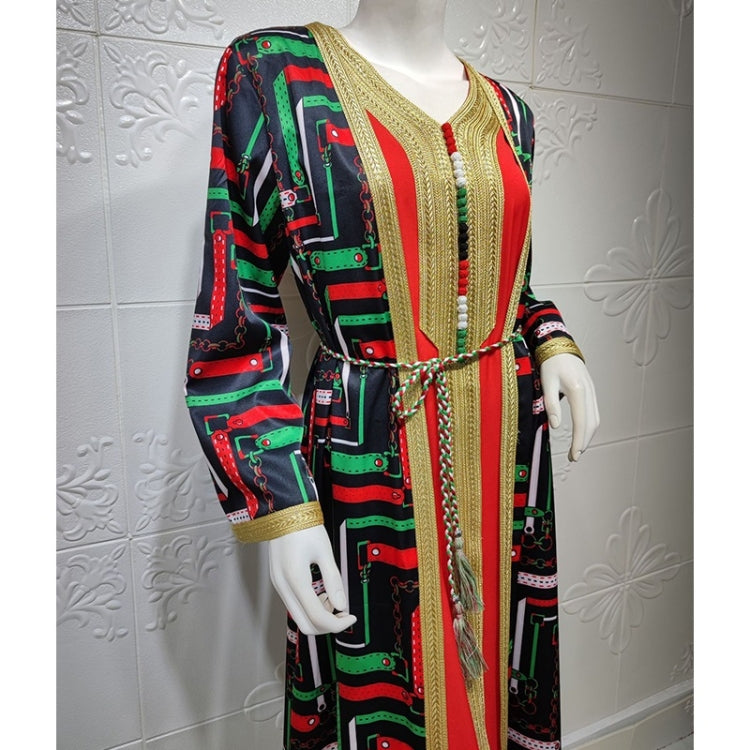 Women Printed Floral Robe Dress Two-piece Suit