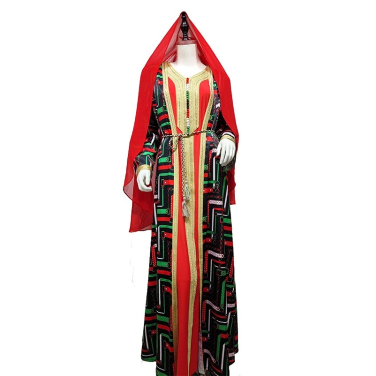 Women Printed Floral Robe Dress Two-piece Suit