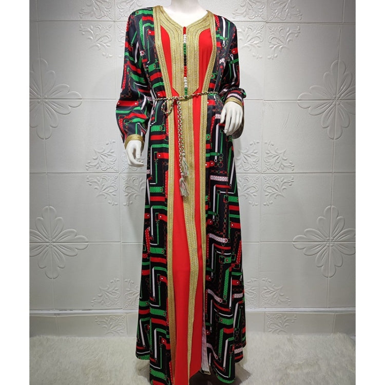 Women Printed Floral Robe Dress Two-piece Suit