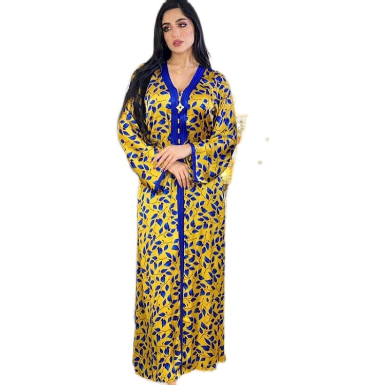 Women Printed Floral Robe Dress