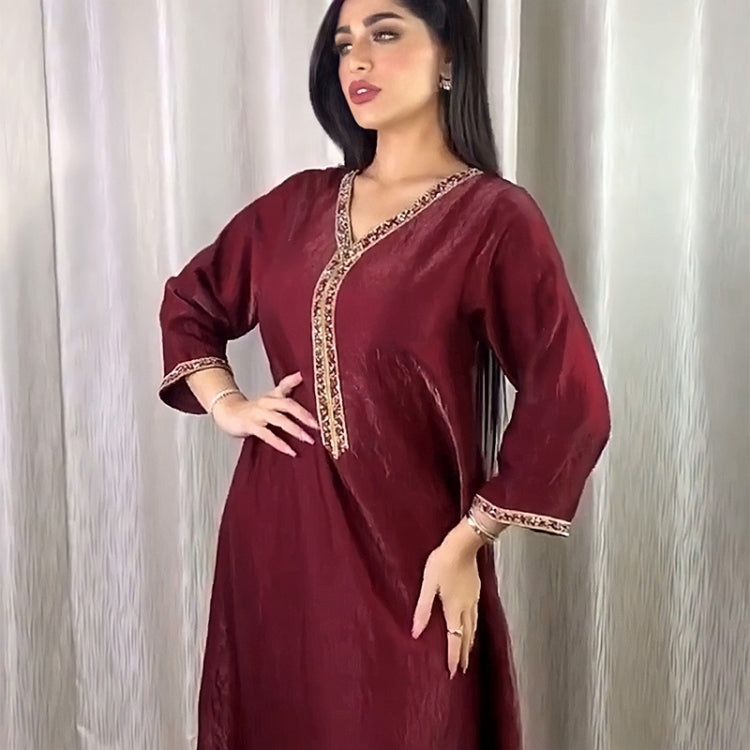 Women Solid Color Drill Robe Dress