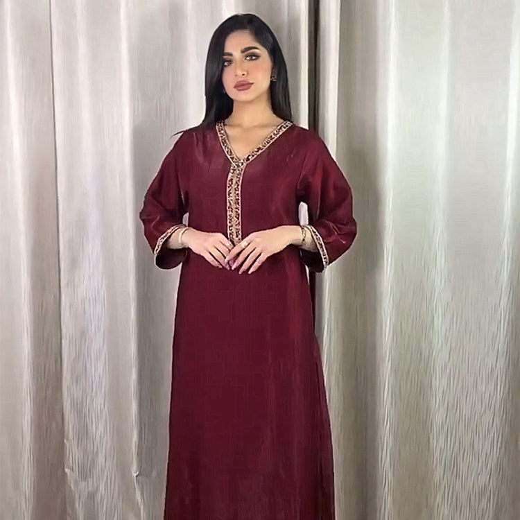 Women Solid Color Drill Robe Dress