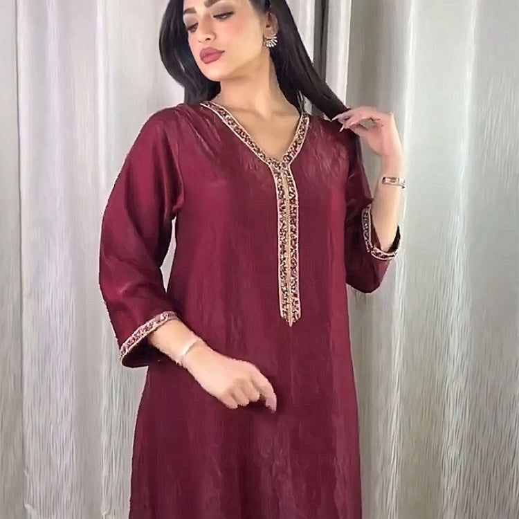 Women Solid Color Drill Robe Dress