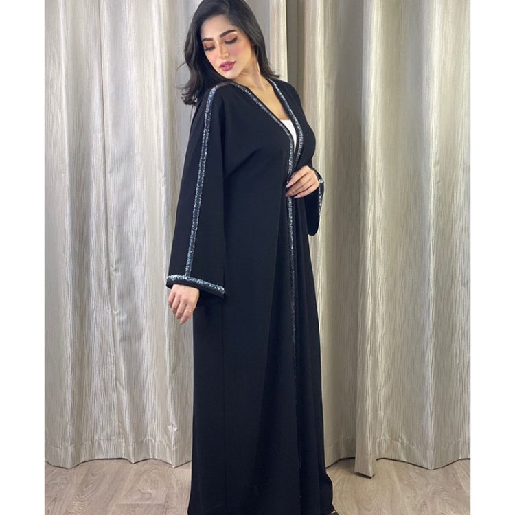 Women Handmade Beaded Solid Color Long-sleeved Robe