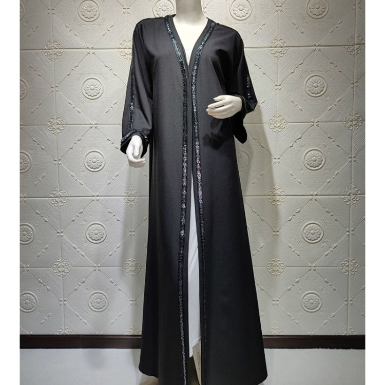 Women Handmade Beaded Solid Color Long-sleeved Robe