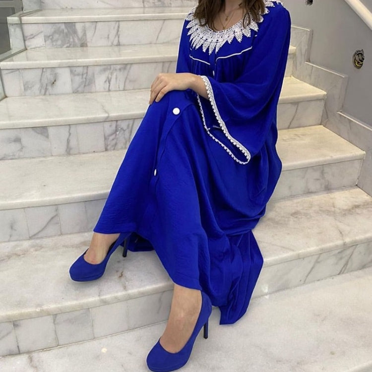 Women Solid Color Lace Collar Flower Dress