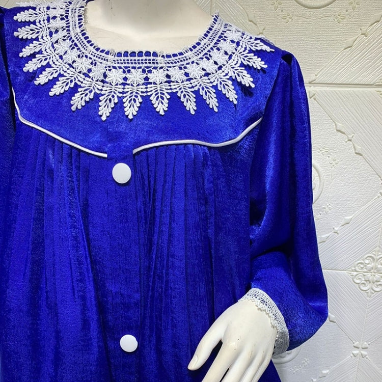 Women Solid Color Lace Collar Flower Dress