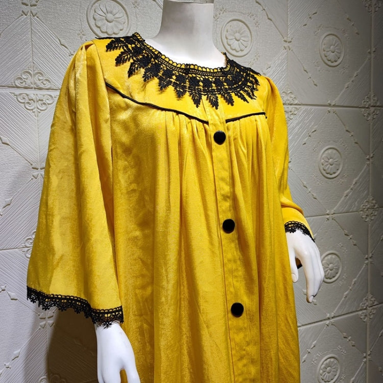 Women Solid Color Lace Collar Flower Dress