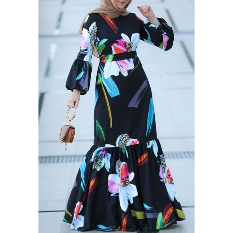 Women Printed Long Sleeve Long Dress