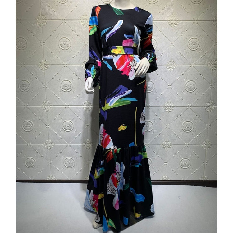 Women Printed Long Sleeve Long Dress