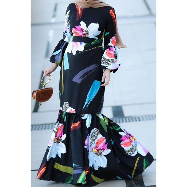 Women Printed Long Sleeve Long Dress