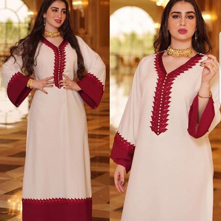 Women Color Matching Long Sleeved Robe Dress