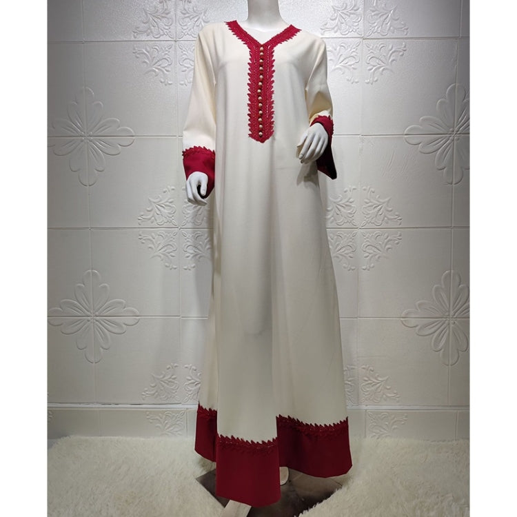 Women Color Matching Long Sleeved Robe Dress