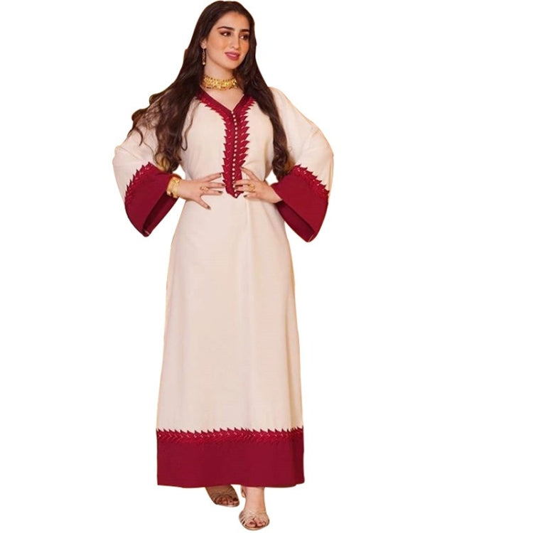 Women Color Matching Long Sleeved Robe Dress