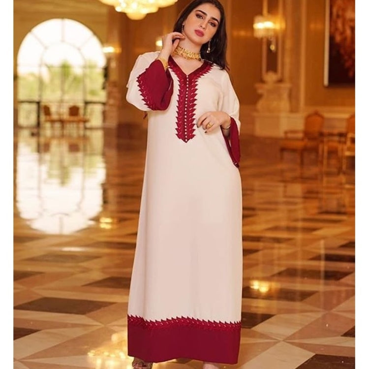 Women Color Matching Long Sleeved Robe Dress