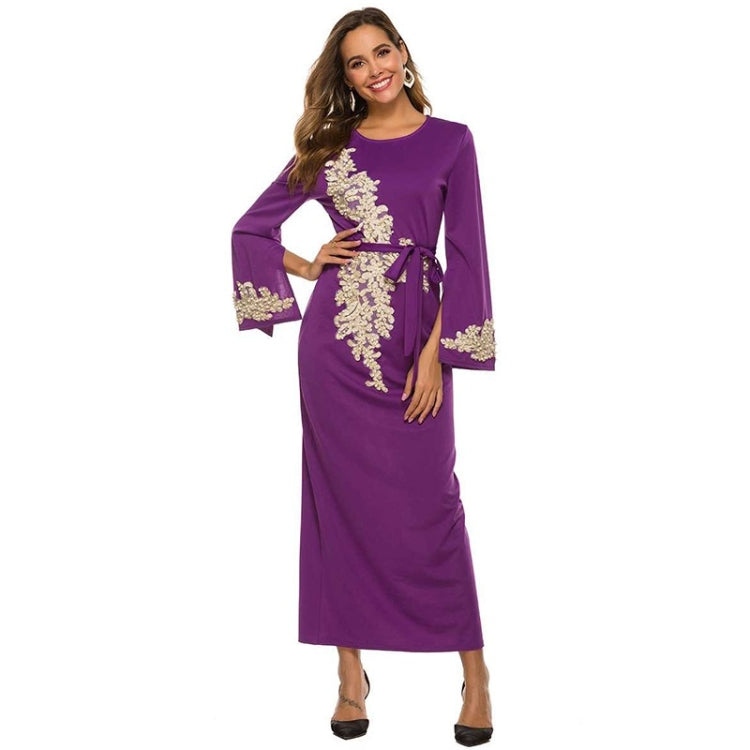 Women Beaded Flared Sleeve Lace-up Dress