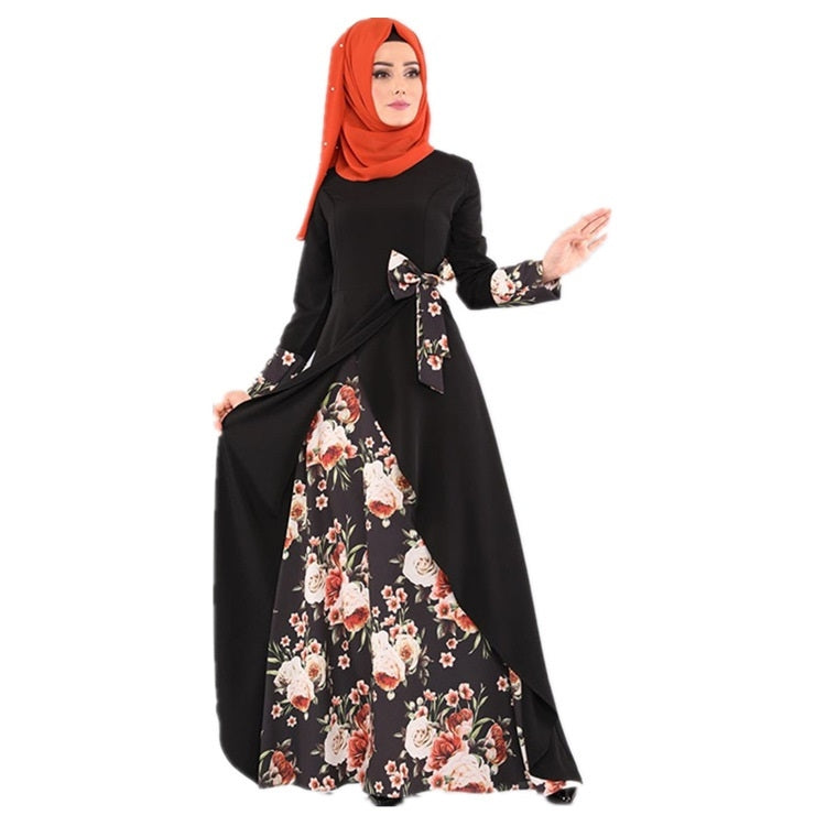 Women Printed Stitching Maxi Skirt