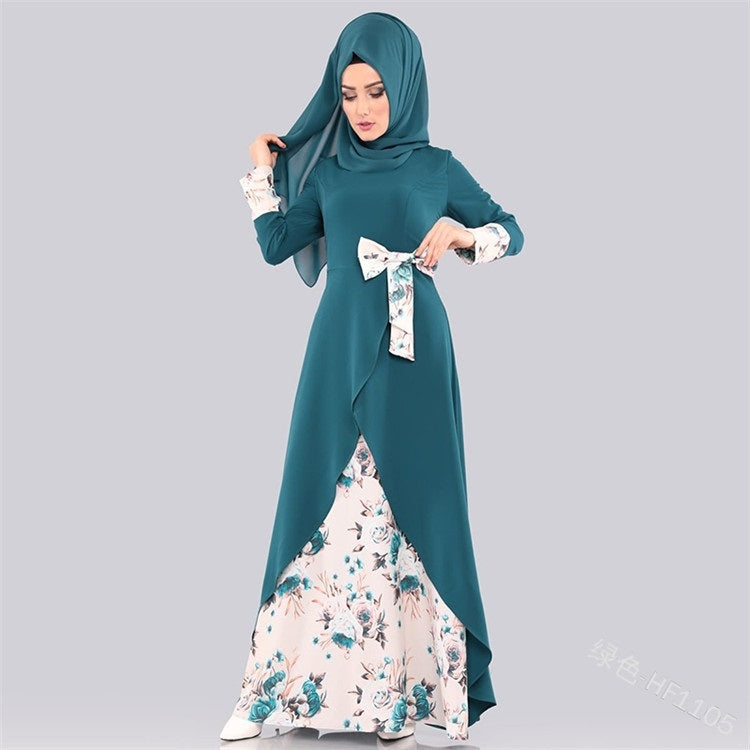 Women Printed Stitching Maxi Skirt