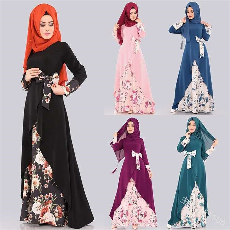 Women Printed Stitching Maxi Skirt