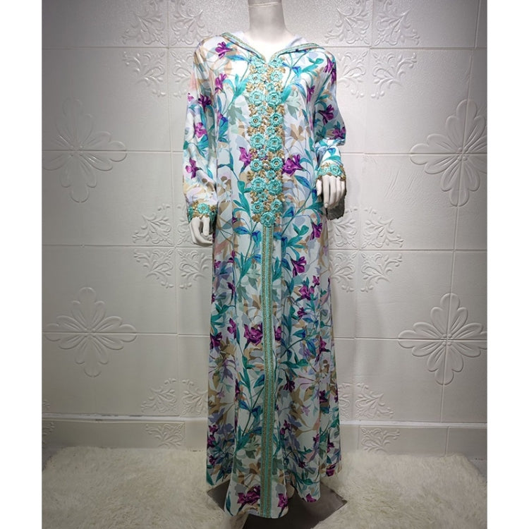 Women Printed Long Hooded Robe