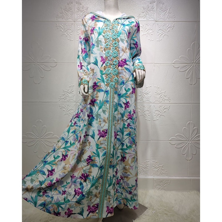 Women Printed Long Hooded Robe