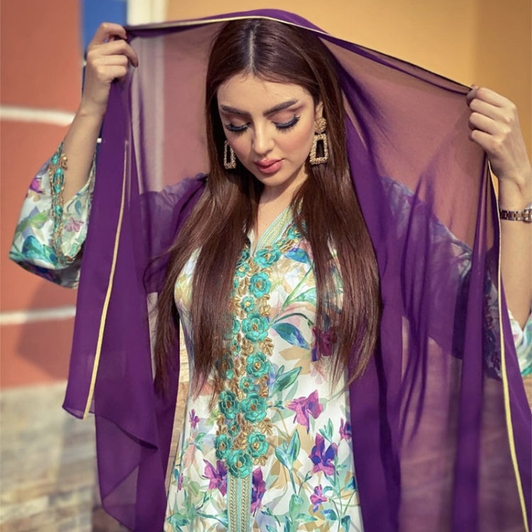 Women Printed Long Hooded Robe