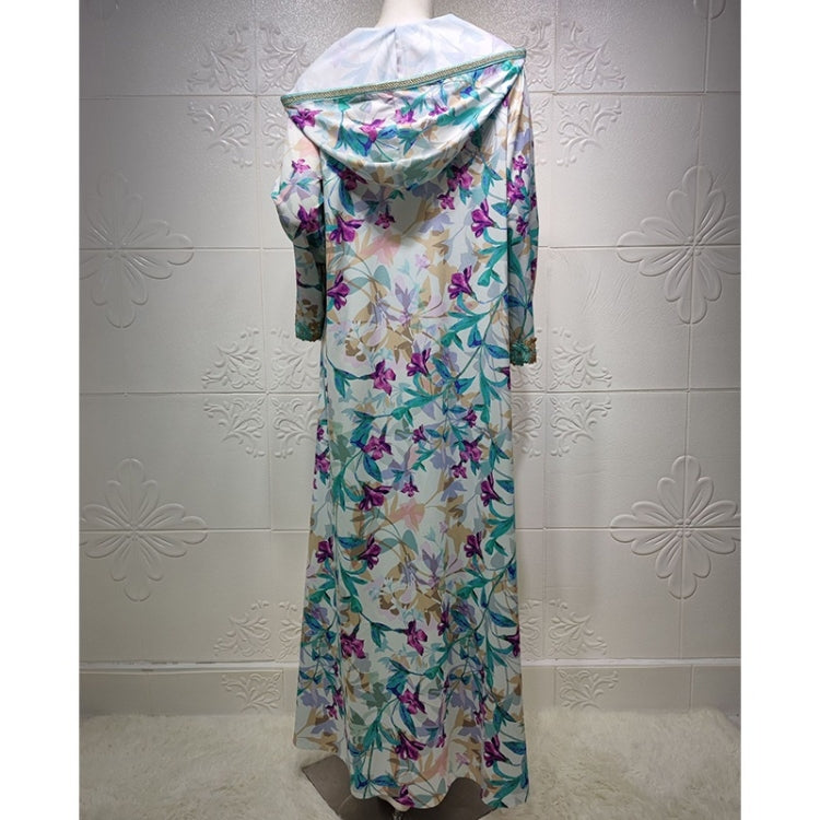 Women Printed Long Hooded Robe