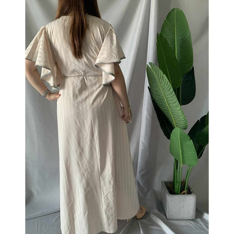 Women Lotus Leaf Sleeve Embroidered Beaded Three-dimensional Flower Dress