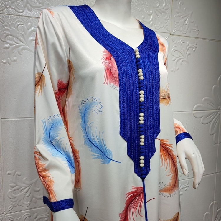 Women Long-sleeved Printed Feather Robe