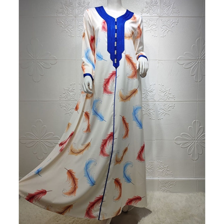 Women Long-sleeved Printed Feather Robe