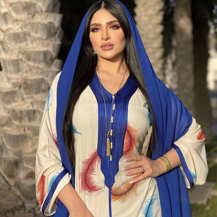 Women Long-sleeved Printed Feather Robe