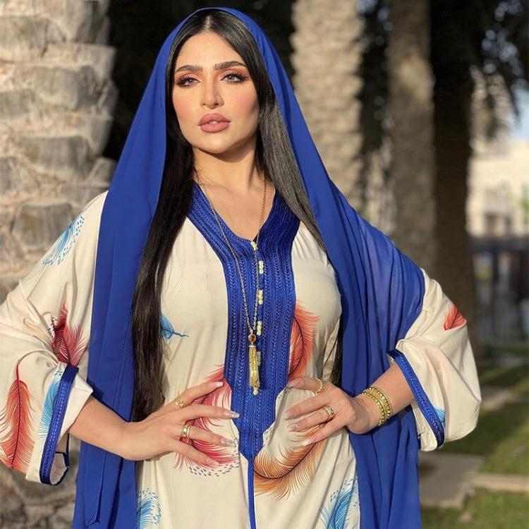 Women Long-sleeved Printed Feather Robe