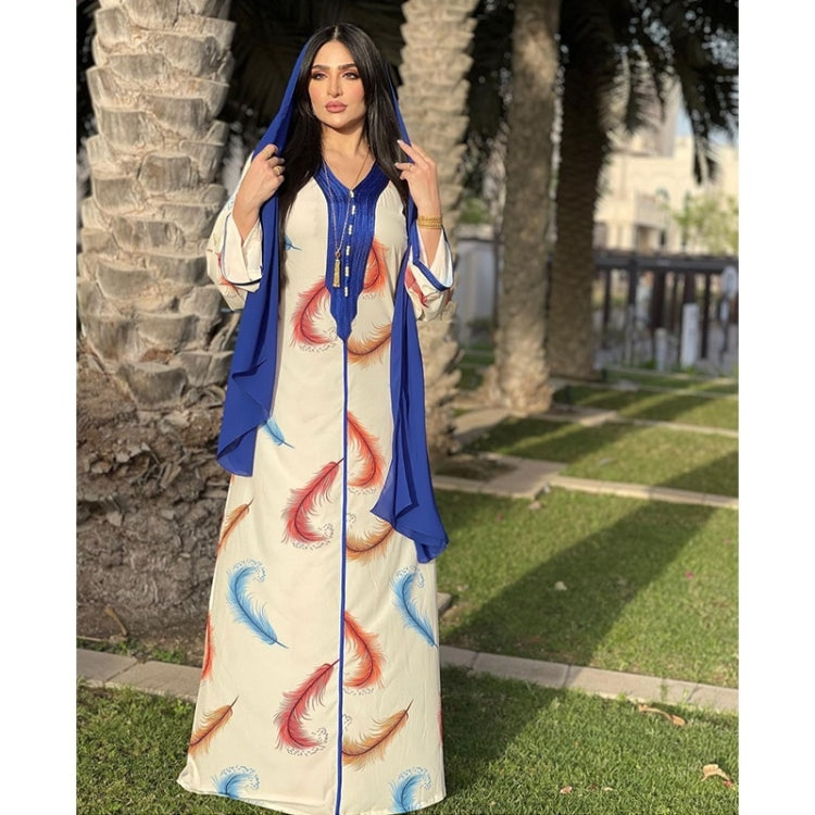 Women Long-sleeved Printed Feather Robe