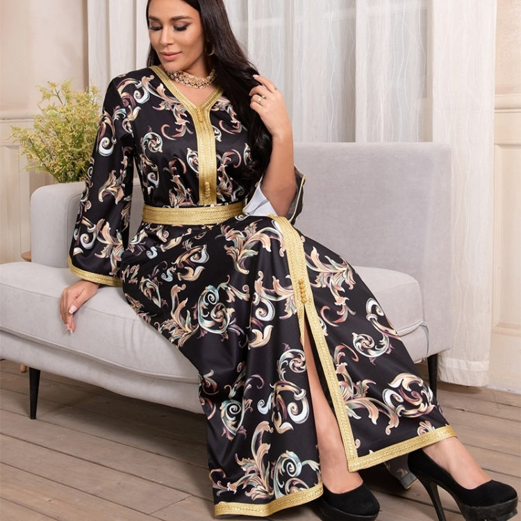 Women Printed Long Waistband Dress