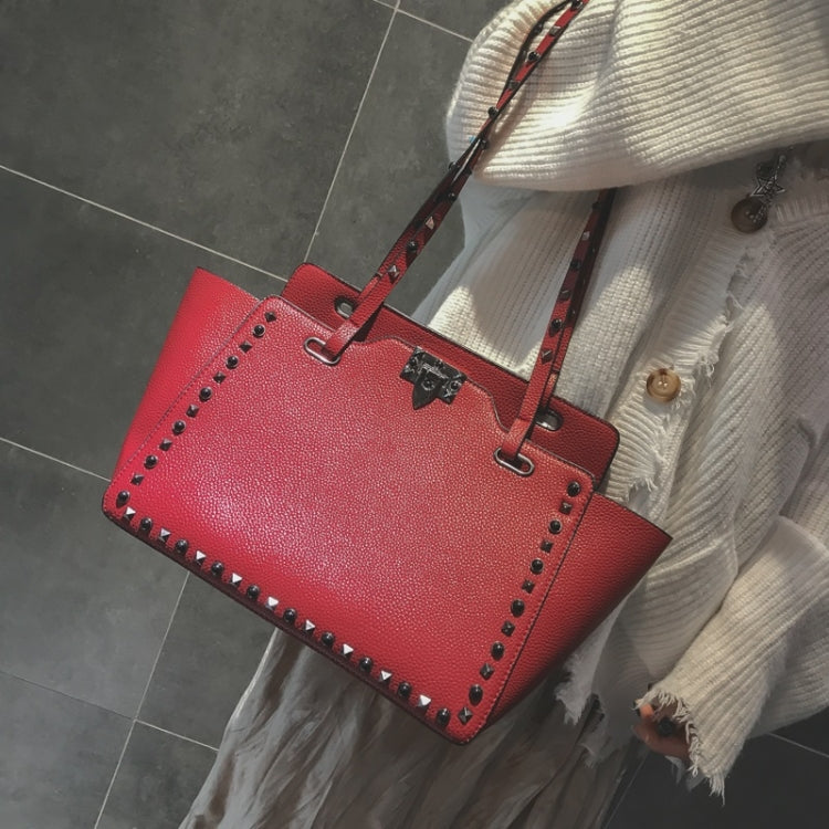 2 in 1 Fashionable PU Leather Rivet Women's Handbag Single-shoulder Bag Messenger Bag