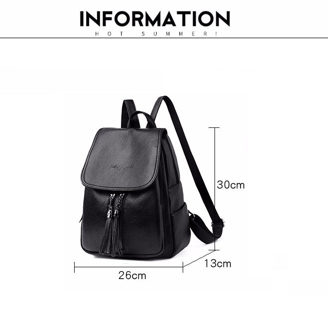 Large Capacity PU Leather Litchi Texture Backpack Handbag Shoulder Bag