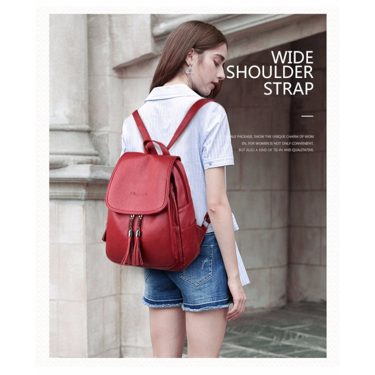 Large Capacity PU Leather Litchi Texture Backpack Handbag Shoulder Bag
