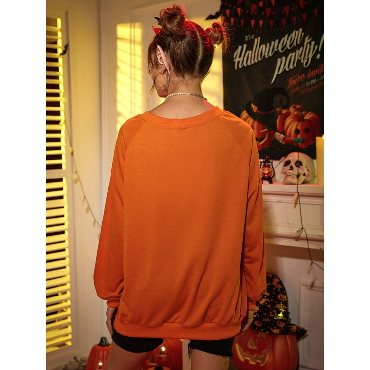 Halloween Personalized Spider Pumpkin Print Round Neck Long Sleeve Casual Sweatshirt for Women