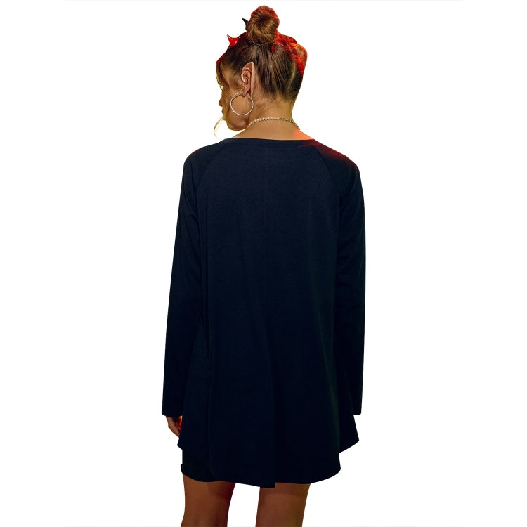 Halloween Personalized Pumpkin Print Round Neck Long Sleeve T-Shirt for Women