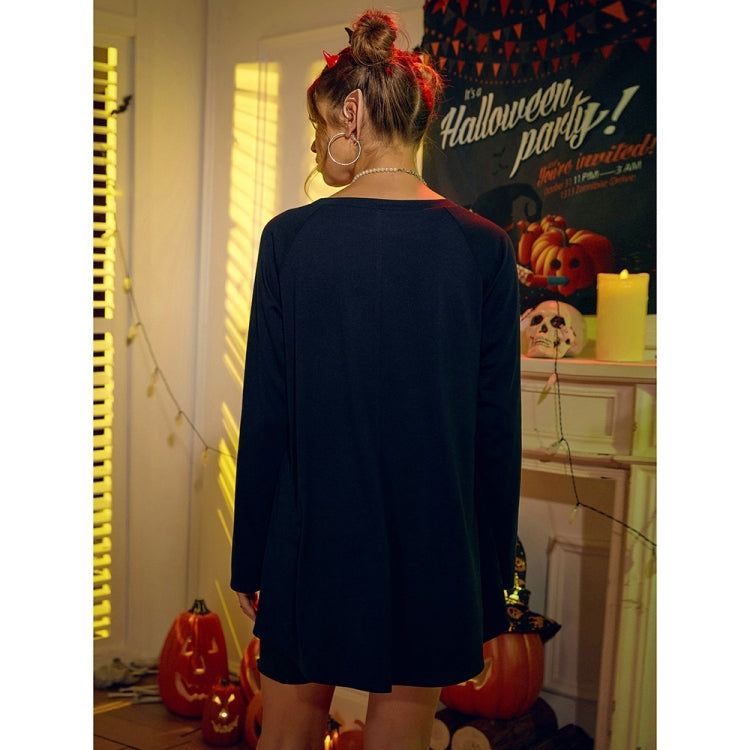 Halloween Personalized Pumpkin Print Round Neck Long Sleeve T-Shirt for Women
