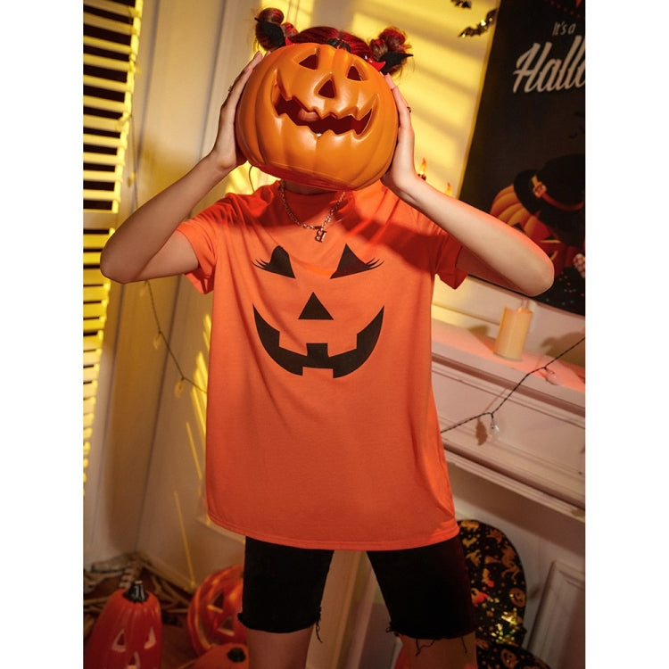 Halloween Personalized Pumpkin Print Round Neck Short Sleeve T-Shirt for Women