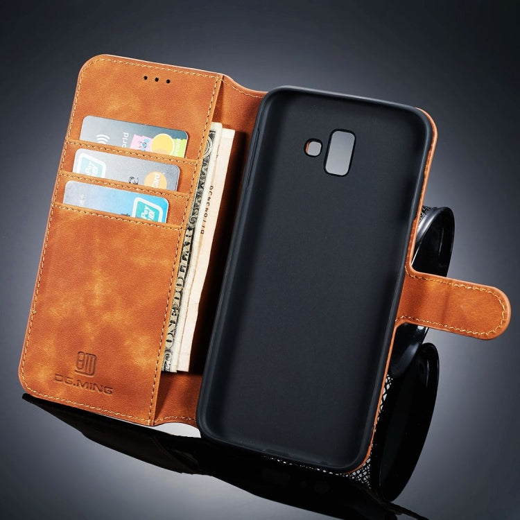 DG.MING Retro Oil Side Horizontal Flip Case for Galaxy J6+ , with Holder & Card Slots & Wallet