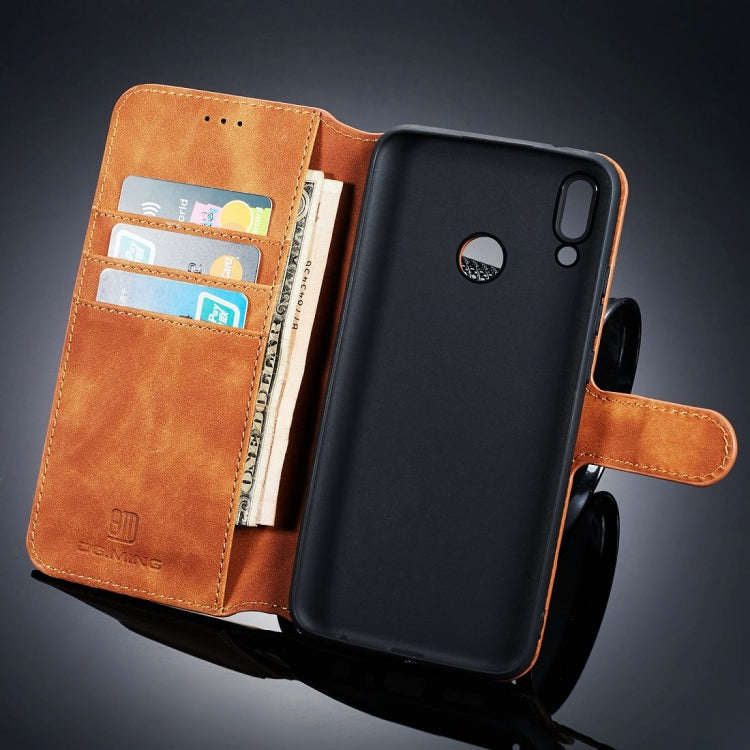 DG.MING Retro Oil Side Horizontal Flip Case for Huawei Y9 (2019), with Holder & Card Slots & Wallet