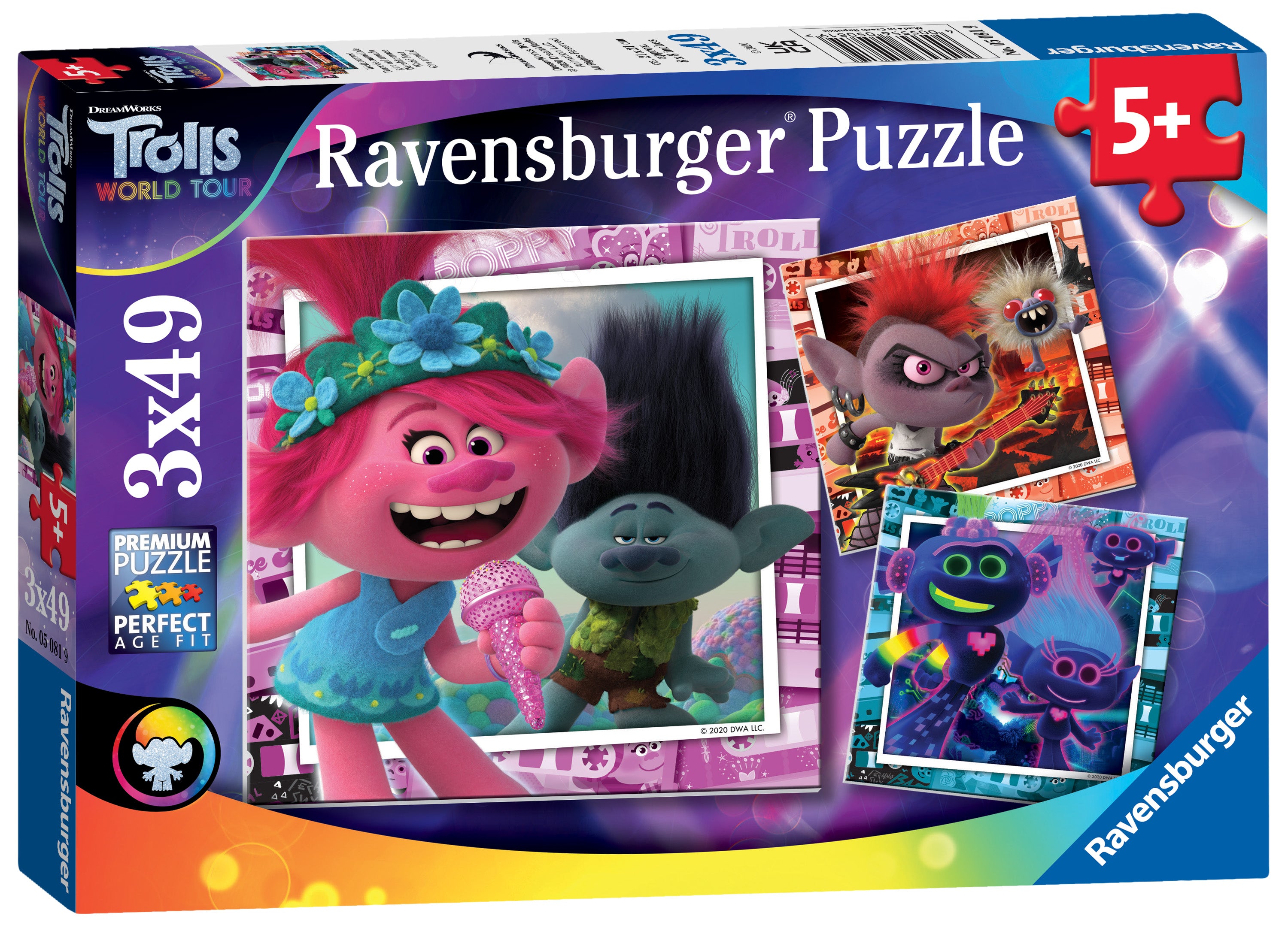 05081 Ravensburger Trolls 2 World Tour, 3x 49pc Children's Jigsaw Puzzle 5yrs+