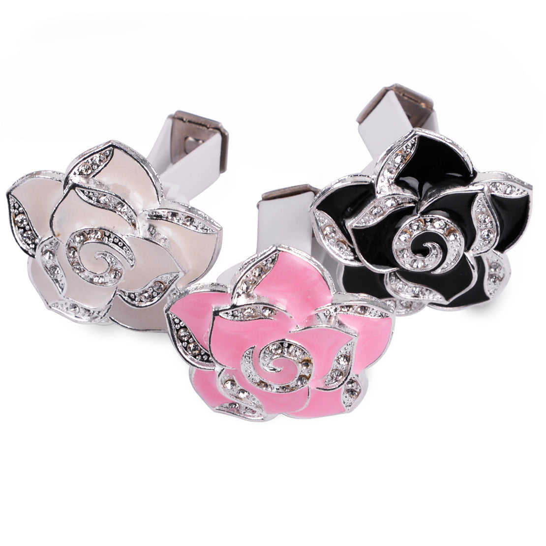2Pcs Pink Rhinestone Flower with Clip Car Air Vent Perfume Freshener An