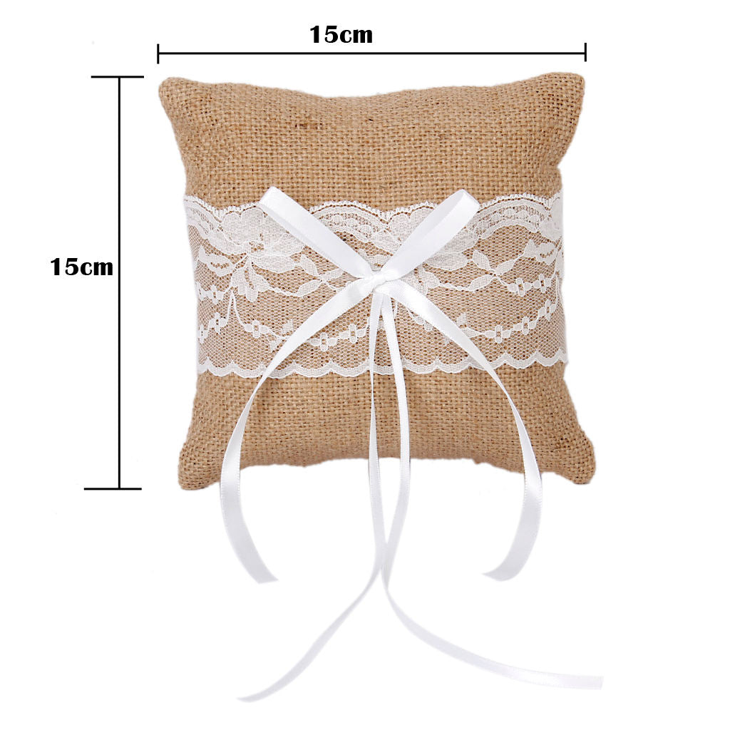 Rustic Wedding Ceremony Burlap Lace Flower Basket +   Bearer Pillow