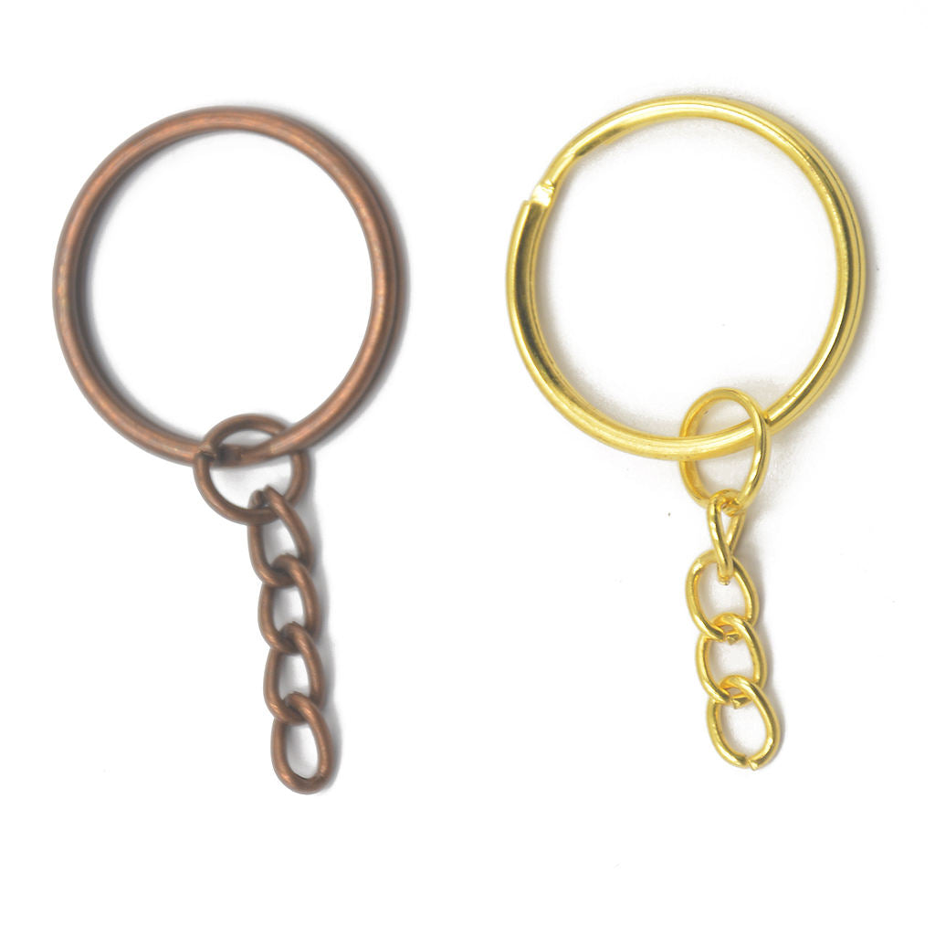 12pcs Split Key Rings Chains Twist Findings Blanks Bag Charms Loop Keyring