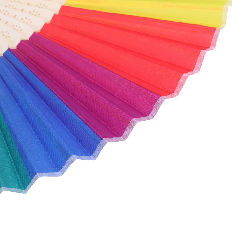 7-inch Bamboo Rainbow fan Folding Summer Accessory For Dance Decoration WeddinA5