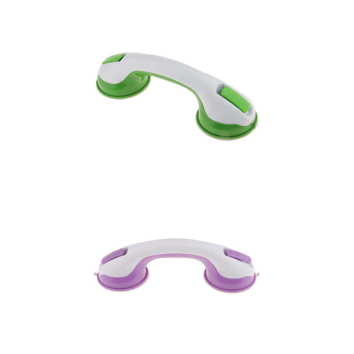 2 Pieces Bathroom Shower Suction Helping Handle Safety Grab Bar Purple Green